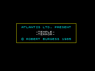 Temple Terror title screen for ZX Spectrum